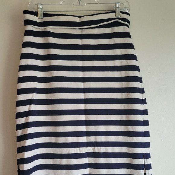 Summer & Sage Navy White Striped Jersey Skirt M - Picture 1 of 6